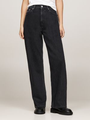 black betsy mid rise wide leg jeans for women tommy jeans