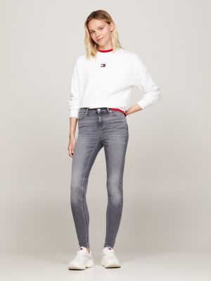 black nora mid rise skinny faded jeans for women tommy jeans