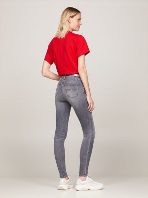 black nora mid rise skinny faded jeans for women tommy jeans