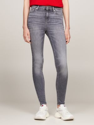 black nora mid rise skinny faded jeans for women tommy jeans