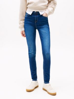 jean skinny nora taille mi-haute bleu pour femmes tommy jeans