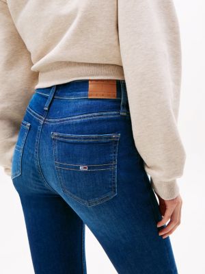 jeans nora skinny fit a vita media blu da donne tommy jeans