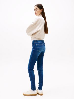 jeans nora skinny fit a vita media blu da donne tommy jeans