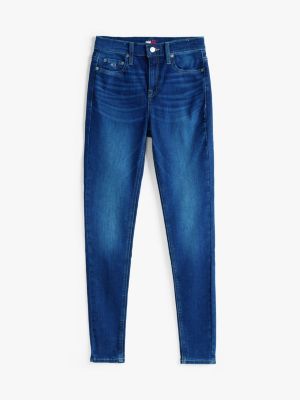 vaqueros nora de corte ceñido y talle medio azul de mujeres tommy jeans