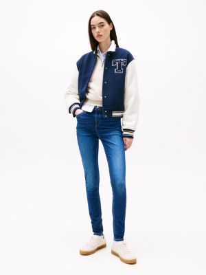 blue nora skinny jeans mit mittelhohem bund für damen - tommy jeans