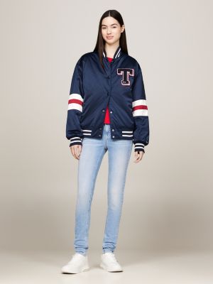 jean skinny nora taille mi-haute effet délavé bleu pour femmes tommy jeans