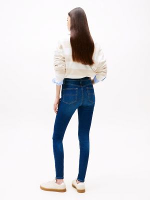 jeans sylvia skinny fit a vita alta blu da donne tommy jeans