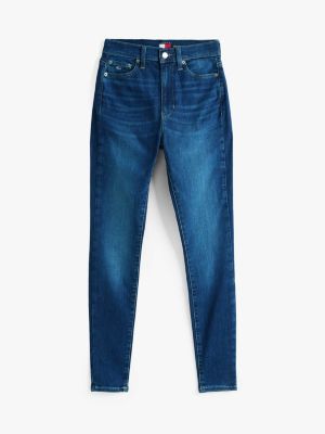 jeans sylvia skinny fit a vita alta blu da donne tommy jeans