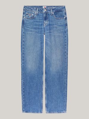 blue sophie low rise straight faded jeans for women tommy jeans