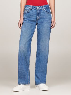 jeans sophie straight fit a vita bassa sbiaditi blue da donne tommy jeans