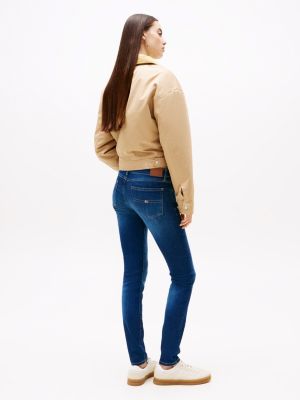 blue sophie low rise skinny faded jeans for women tommy jeans