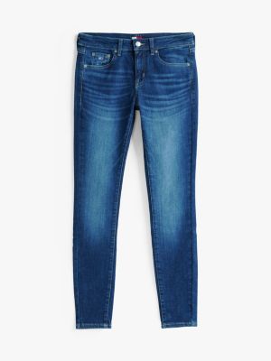 blue sophie low rise skinny faded jeans for women tommy jeans