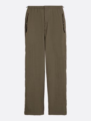 green flap pocket baggy fit parachute trousers for women tommy jeans