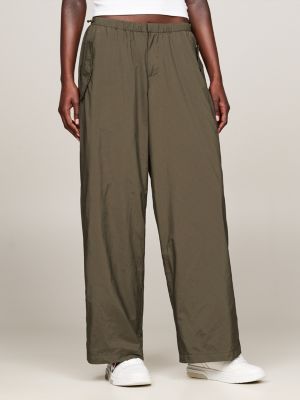 green flap pocket baggy fit parachute trousers for women tommy jeans