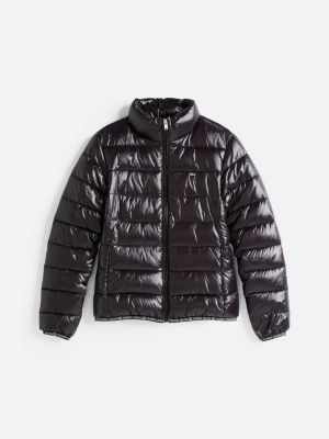 black high-shine puffer jacket for women tommy jeans