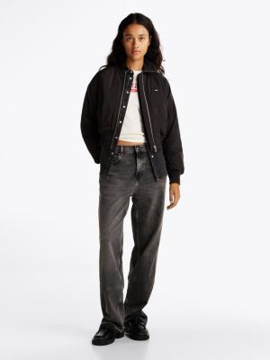 black padded water repellent bomber jacket for women tommy jeans