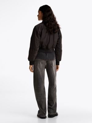 black padded water repellent bomber jacket for women tommy jeans