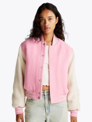 multi varsity padded bomber jacket with wool for women tommy jeans