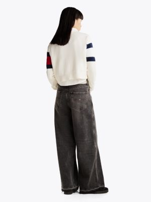 white colour-blocked flag relaxed jumper for women tommy jeans