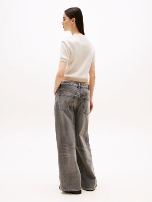 beige slim fit kurzarm-pullover für damen - tommy jeans