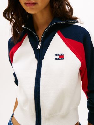 multi colour-blocked cardigan with wool for women tommy jeans