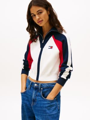 cardigan color block con lana multi da donne tommy jeans