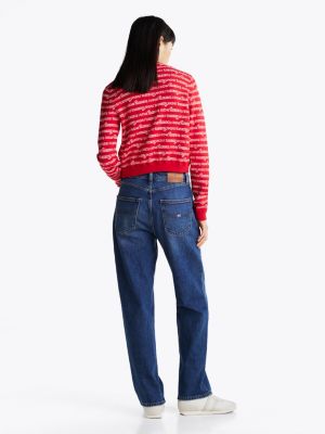 multi all-over logo cropped slim cardigan for women tommy jeans