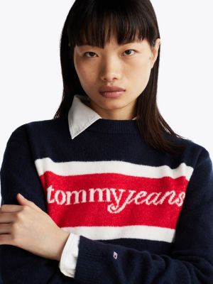 pullover color block con lana multicolore da donne tommy jeans