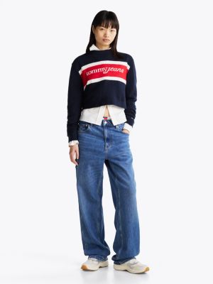 multi colour-blocked jumper with wool for women tommy jeans