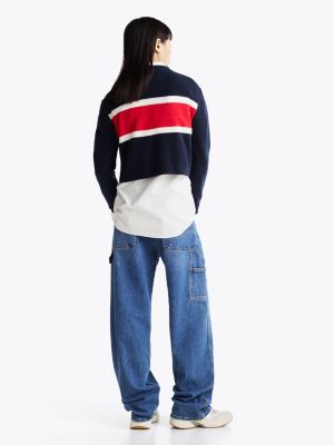 multi colour-blocked jumper with wool for women tommy jeans