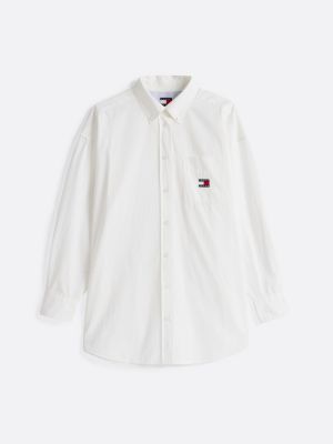 camicia oversize in popeline bianco da donne tommy jeans