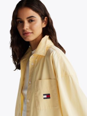 yellow oversized fit poplin shirt for women tommy jeans