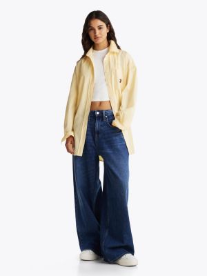 yellow oversized fit poplin shirt for women tommy jeans