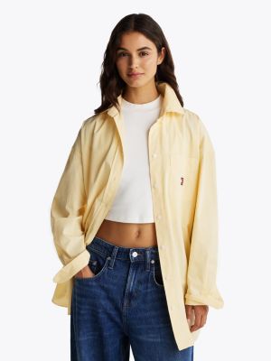 yellow oversized fit poplin blouse voor dames - tommy jeans