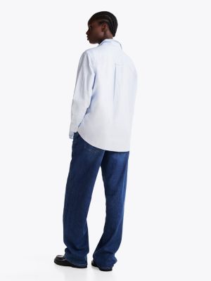 chemise décontractée à logo brodé bleu pour femmes tommy jeans