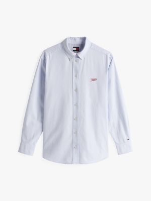 blue relaxed fit logo embroidery shirt for women tommy jeans