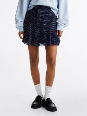 blue star print pleated mini skirt for women tommy jeans