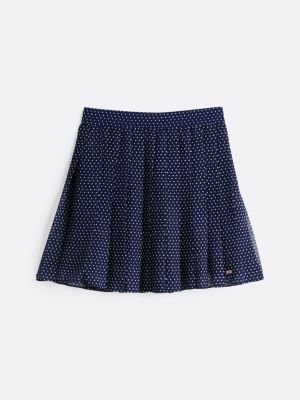 blue star print pleated mini skirt for women tommy jeans