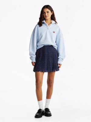 blue star print pleated mini skirt for women tommy jeans