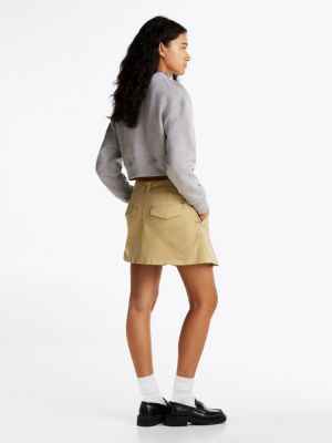 minijupe à plis et poches à rabat beige pour femmes tommy jeans