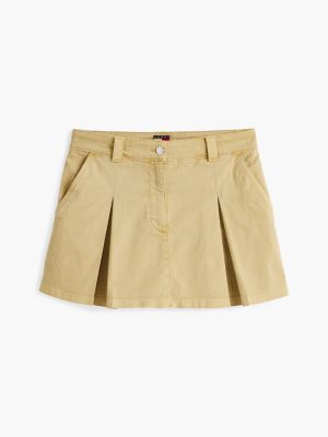 beige pleated flap pocket mini skirt for women tommy jeans