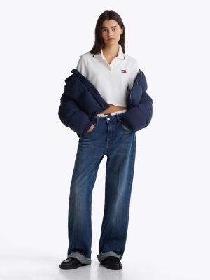 white boxy fit cropped polo shirt for women tommy jeans