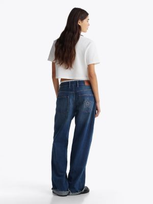 weiß boxy cropped fit poloshirt für damen - tommy jeans