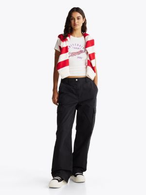 pantalon cargo mia décontracté taille mi-haute noir pour femmes tommy jeans