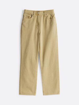 khaki layla slim straight leg jeans mit hohem bund für damen - tommy jeans