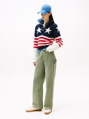 green claire high rise carpenter trousers for women tommy jeans