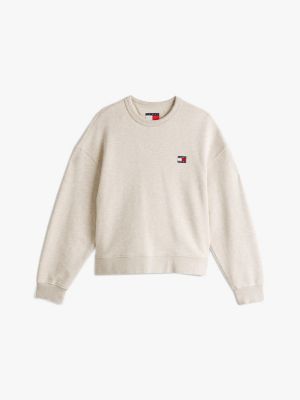 beige tommy badge boxy sweatshirt for women tommy jeans