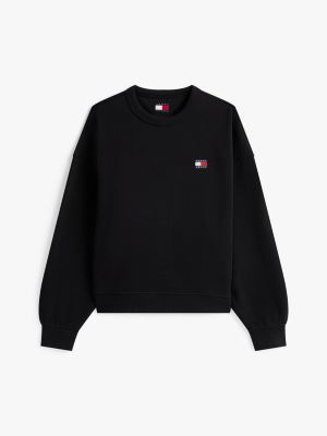 black tommy badge boxy sweatshirt for women tommy jeans