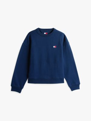 sweat boxy tommy badge bleu pour femmes tommy jeans
