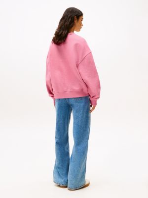 sweat boxy tommy badge rose pour femmes tommy jeans